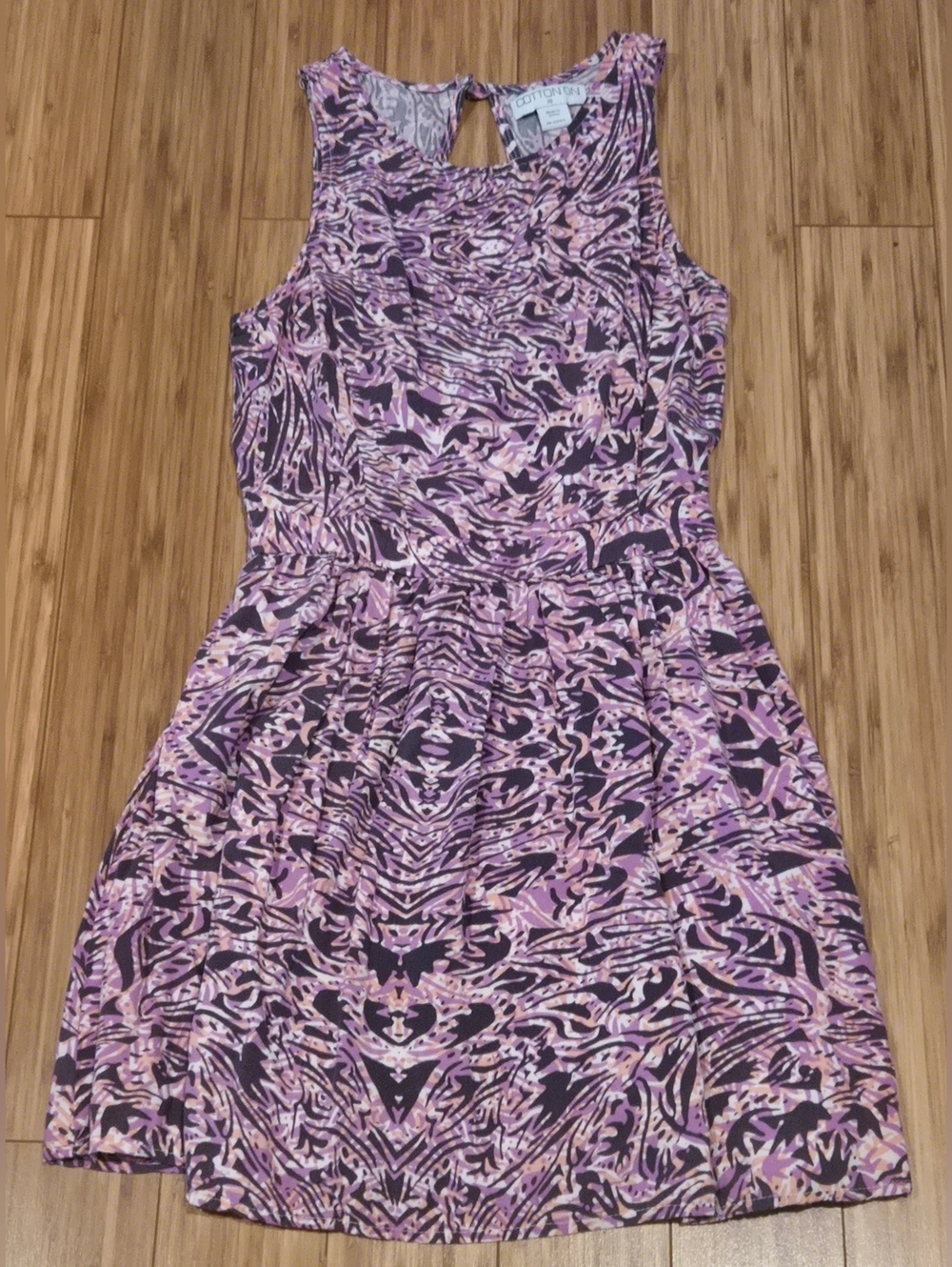 Cotton On Pink and Purple Sleeveless Printed Mini Dress